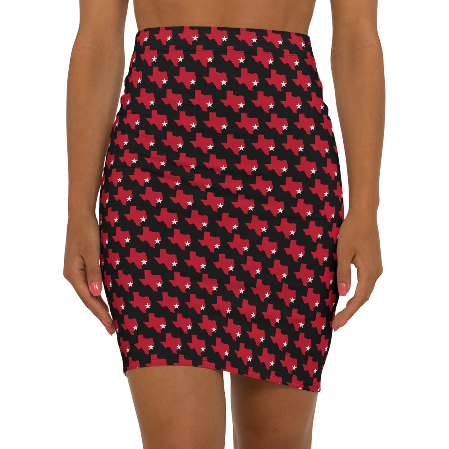Houston Black Print, Mid-Waist Pencil Skirt, Stylish Office Wear, Polished Look, Perfect for Texas Pride, Unique Gift for Her, Trendy Casual Style