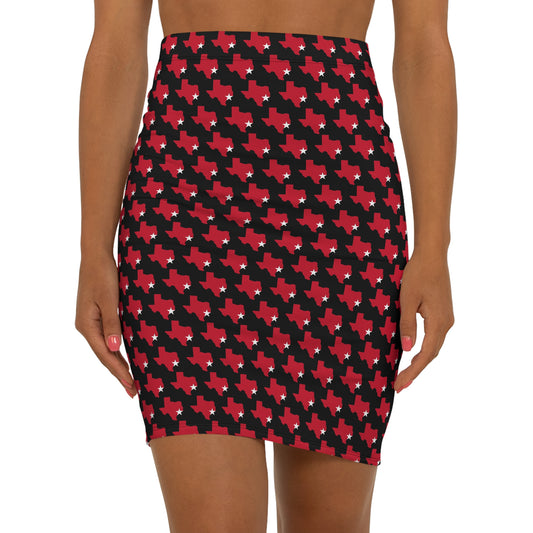 Houston Black Print, Mid-Waist Pencil Skirt, Stylish Office Wear, Polished Look, Perfect for Texas Pride, Unique Gift for Her, Trendy Casual Style