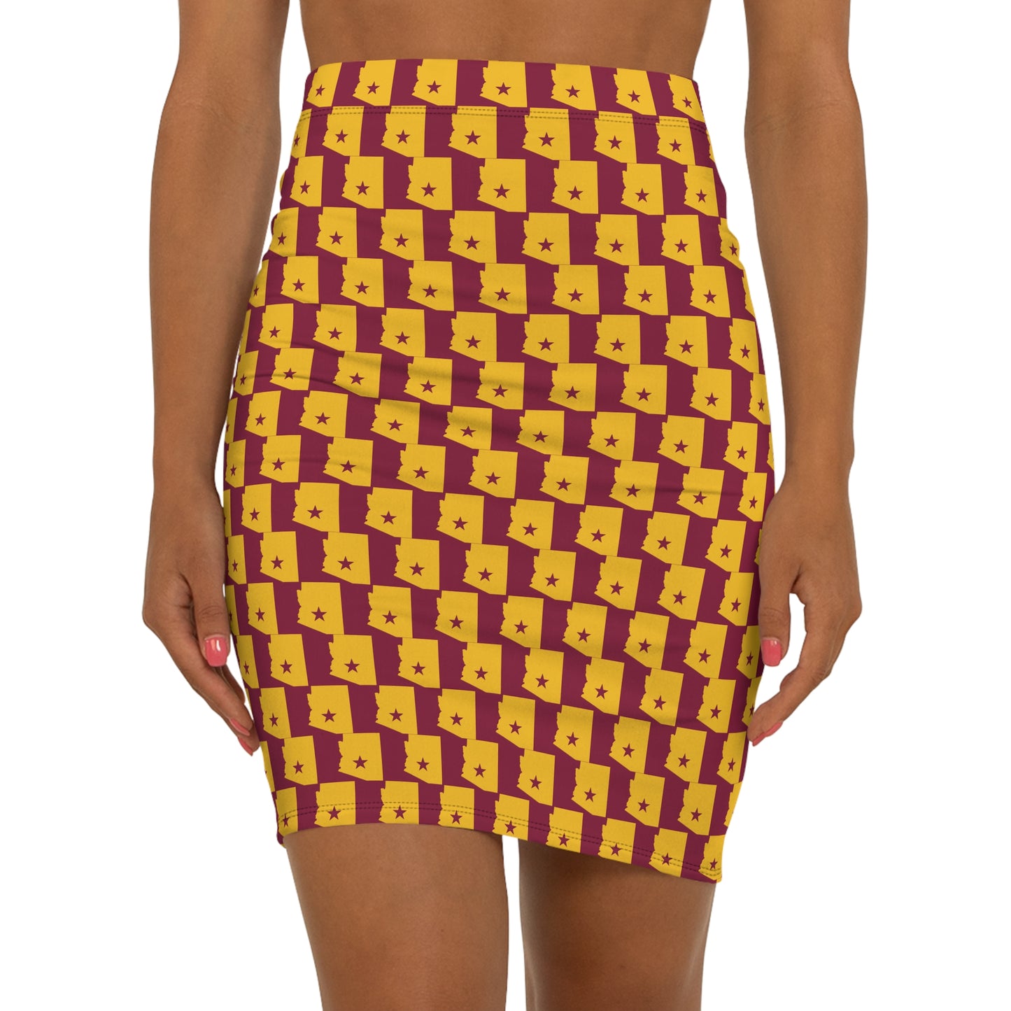 Tempe Red Print Mid-Waist Pencil Skirt