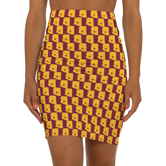 Tempe Red Print Mid-Waist Pencil Skirt