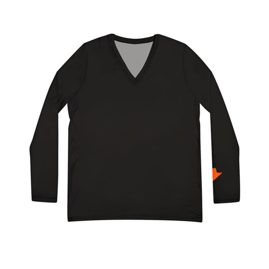 Cowgirl Women's Long Sleeve V-Neck Shirt, Black