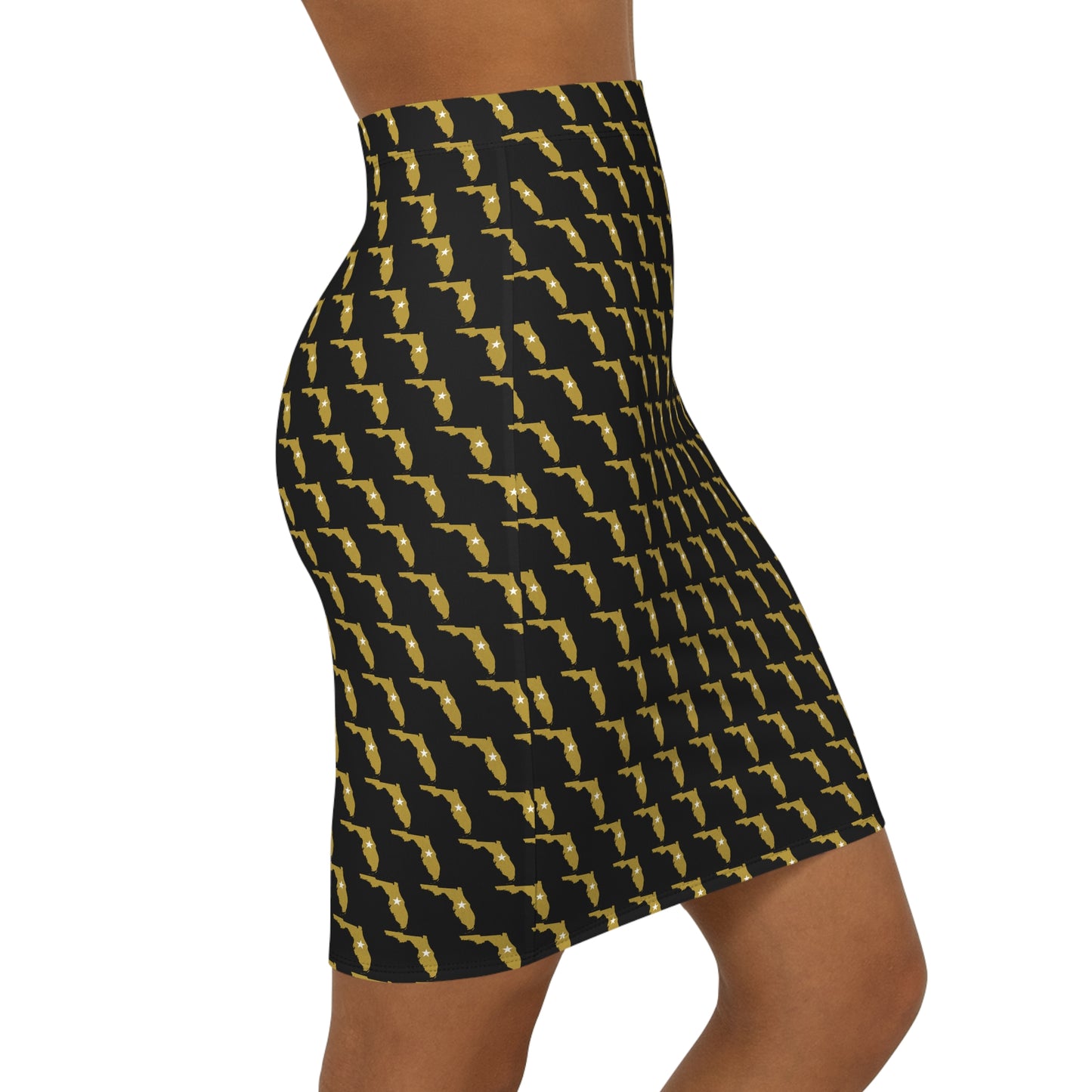 Florida Black Print Women's Gun Print Pencil Skirt