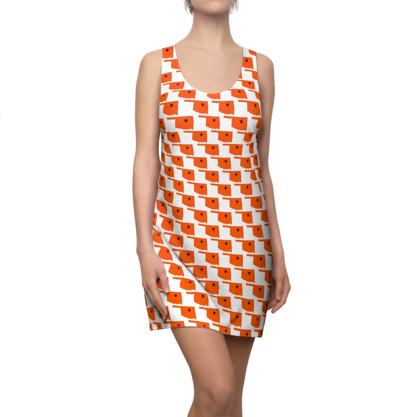OK White Print Women's Racerback Dress