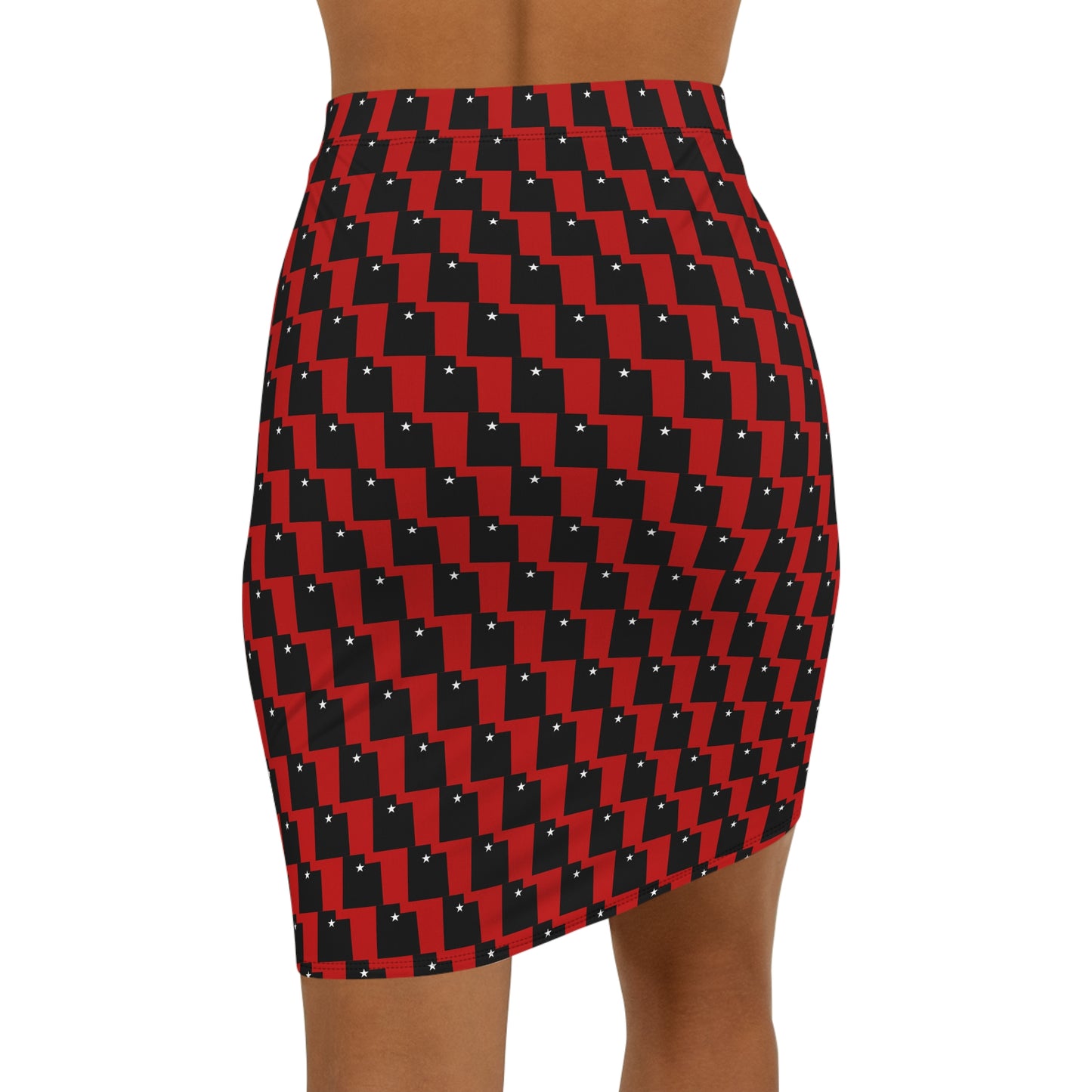 Salt Lake Red Print Women's Mid-Waist Pencil Skirt