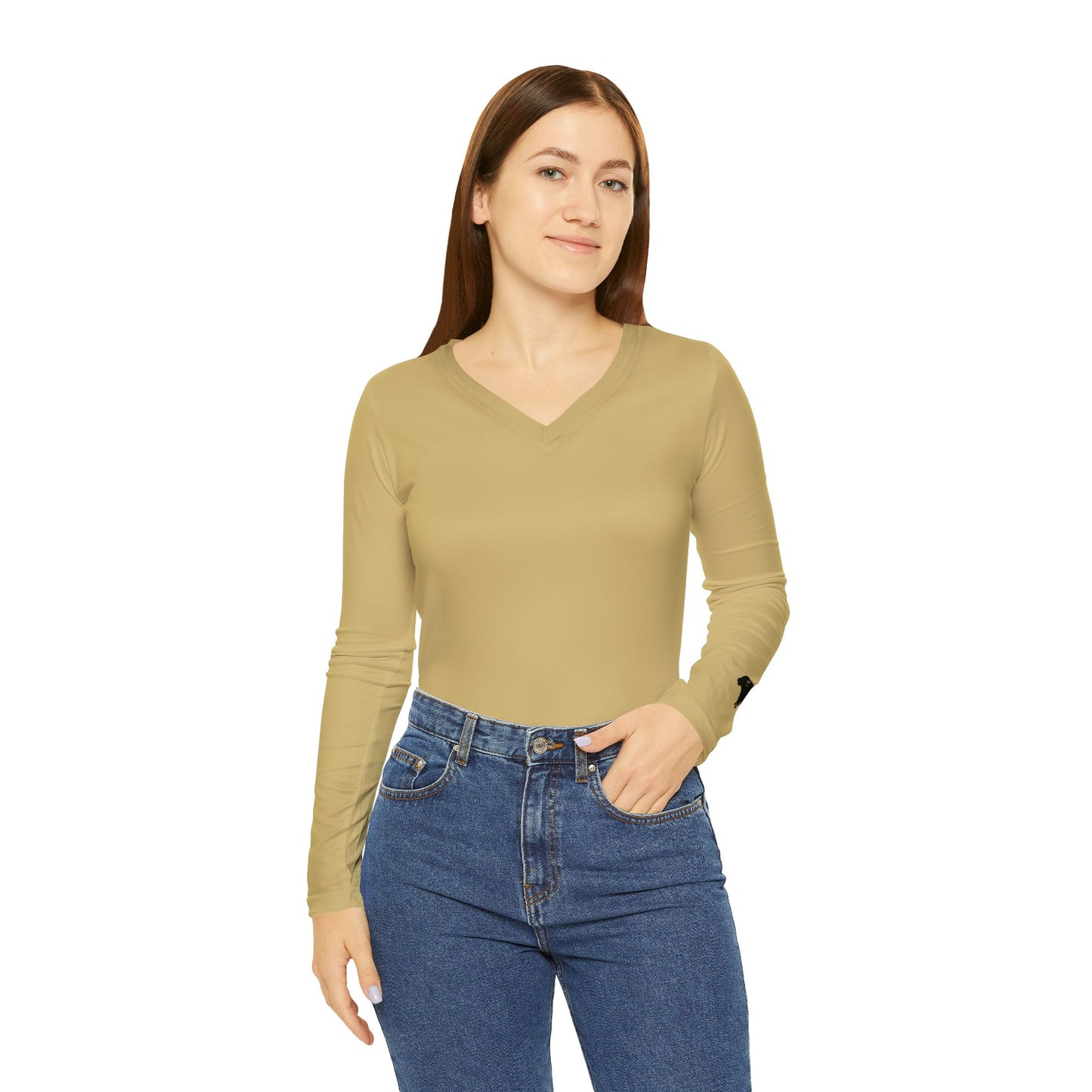 Buffalo Women's Long Sleeve V-Neck Shirt, Gold