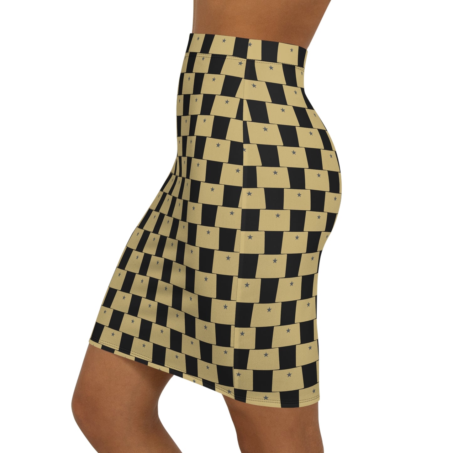 Colorado Black Print Mid-Waist Pencil Skirt