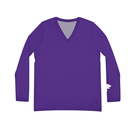 Wildcat Women's Long Sleeve V-Neck Shirt, Purple