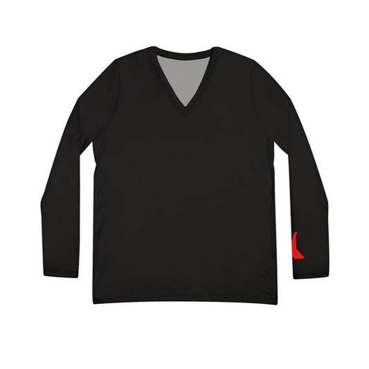 Guns Up Women's Long Sleeve V-Neck Shirt, Black
