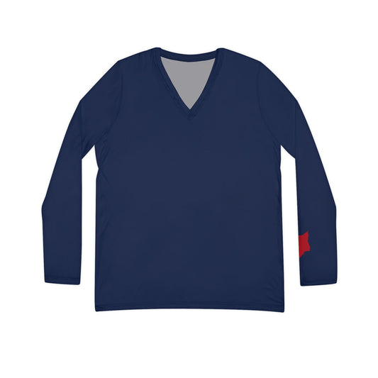 Wildcat Women's Long Sleeve V-Neck Shirt, Blue