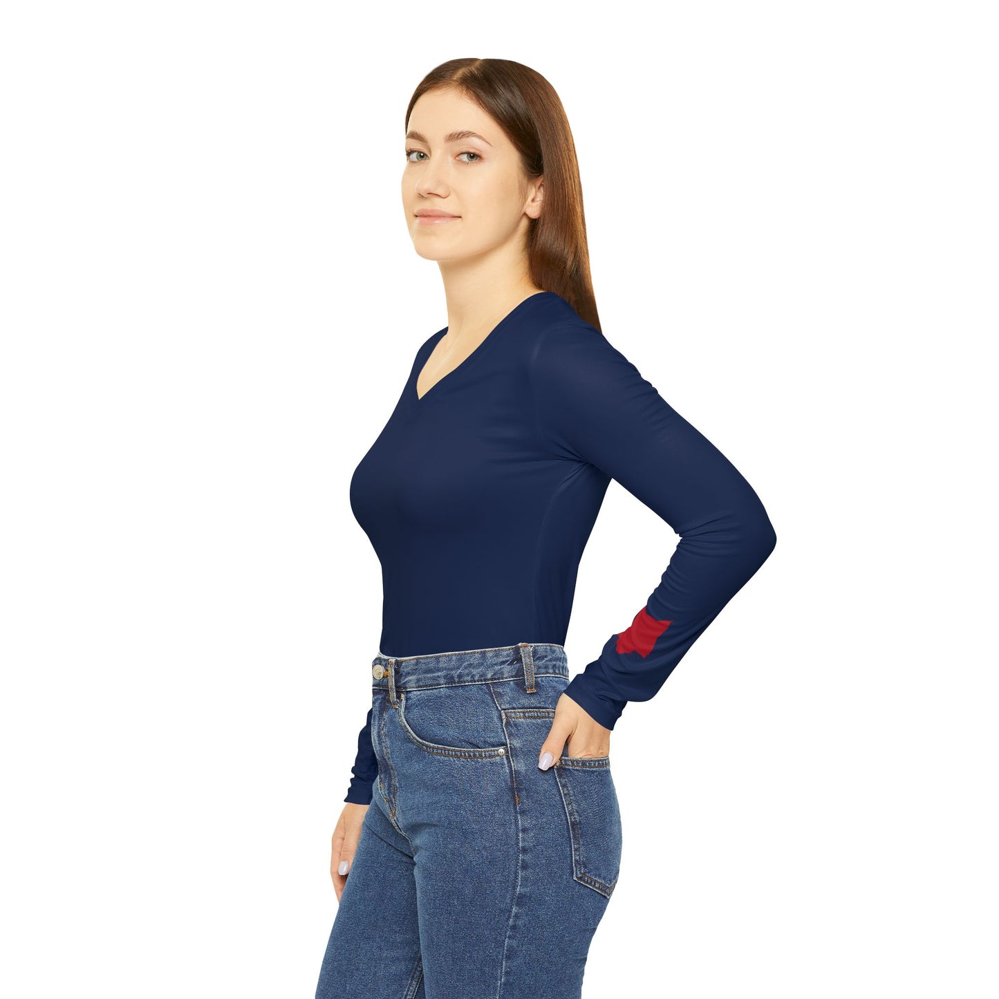 Wildcat Women's Long Sleeve V-Neck Shirt, Blue