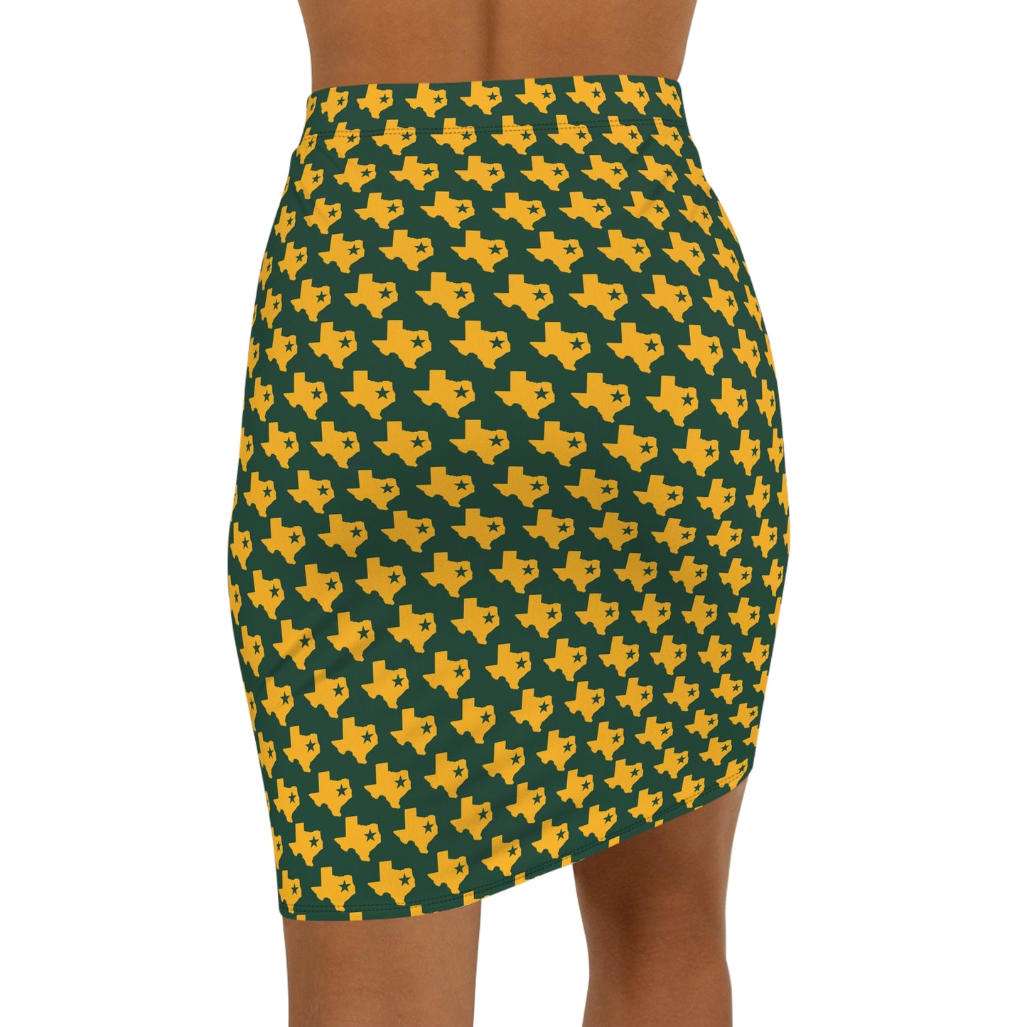 Waco Green Print Mid-Waist Pencil Skirt