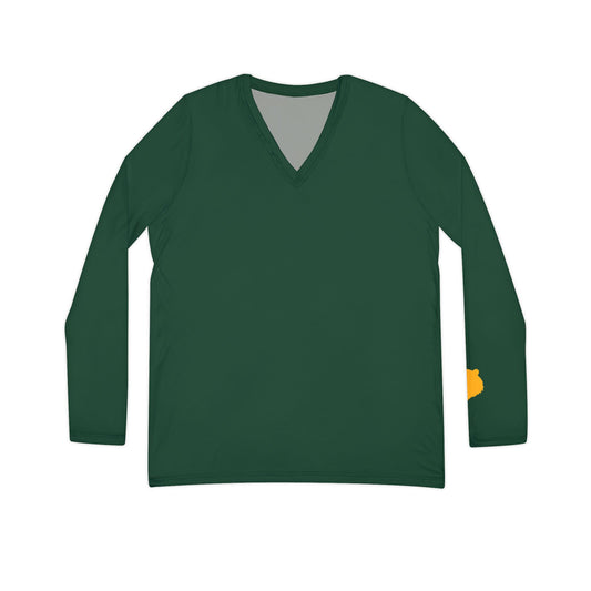 Bear Women's Long Sleeve V-Neck Shirt, Green