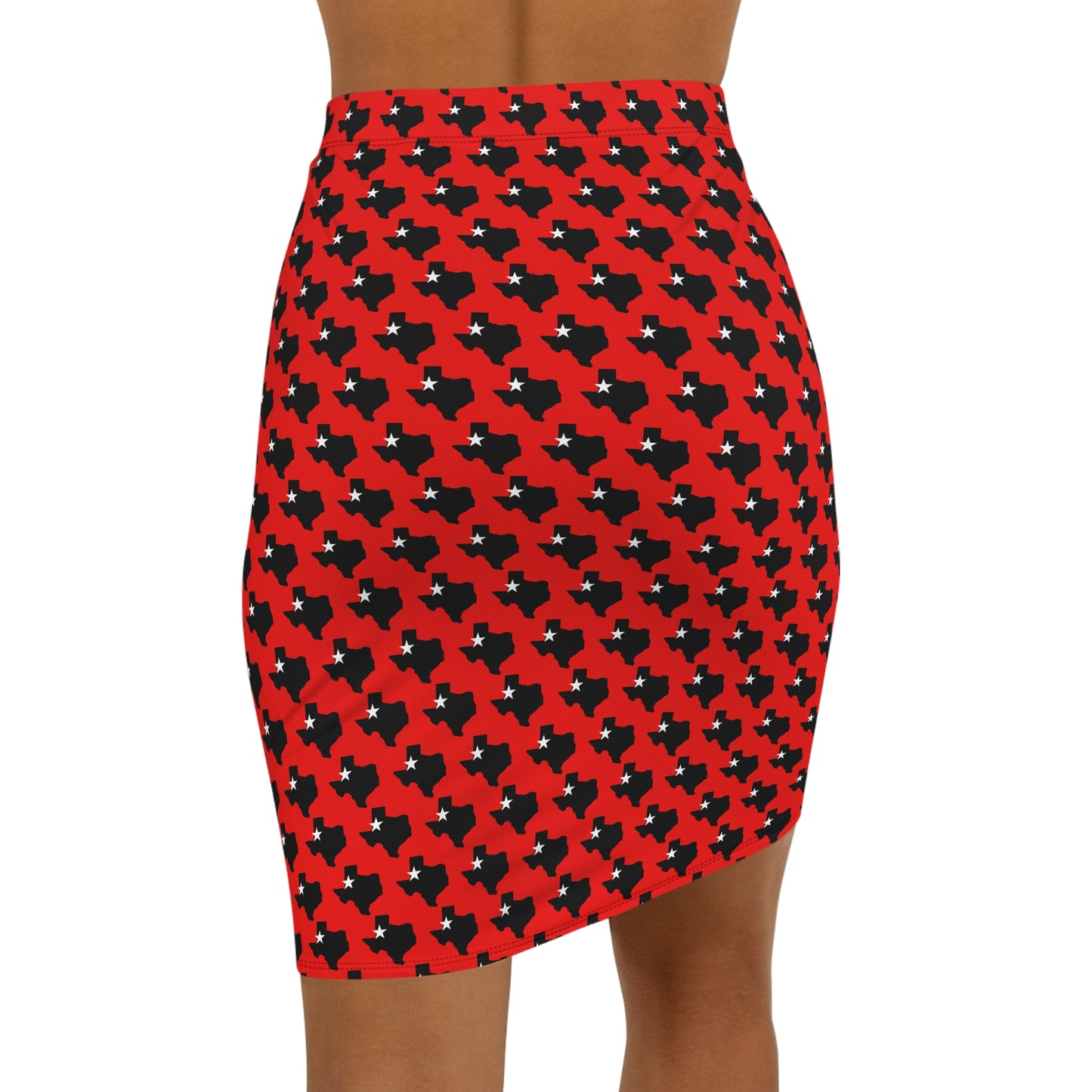 Lubbock Red Print, Vibrant Texas Print Pencil Skirt, Women's Fashion, Stylish Party Wear, Casual Summer Style, Perfect for Celebrations