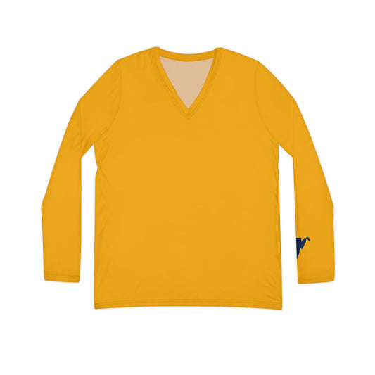WV Women's Long Sleeve V-Neck Shirt, Gold