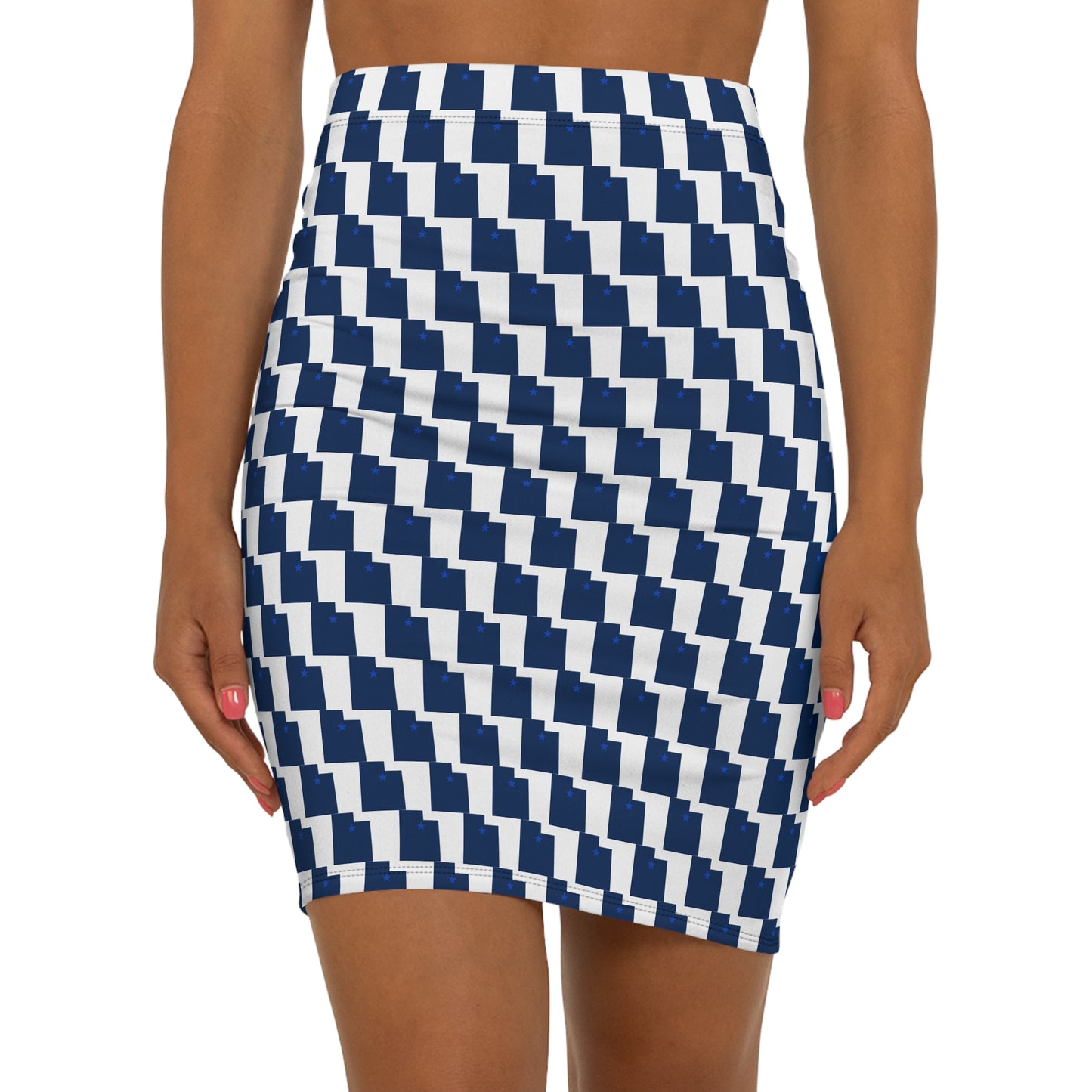 Provo White Print Women's Mid-Waist Pencil Skirt,