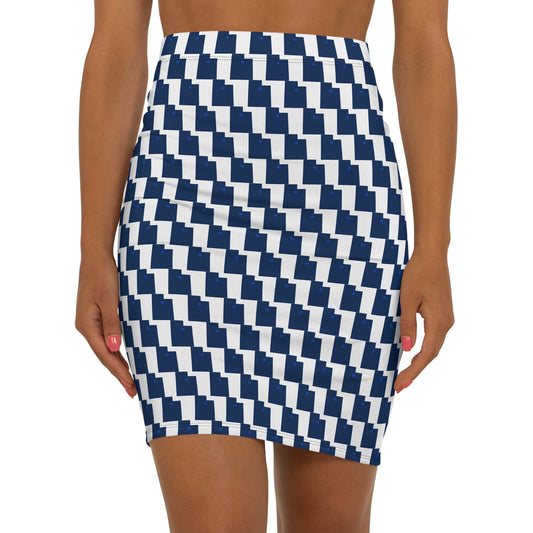 Provo White Print Women's Mid-Waist Pencil Skirt,