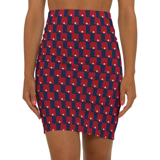Tucson Blue Print, Women's Pencil Skirt, Chic Office Wear, Casual Summer Outfit, Great for Birthdays, 4th of July, Engagements