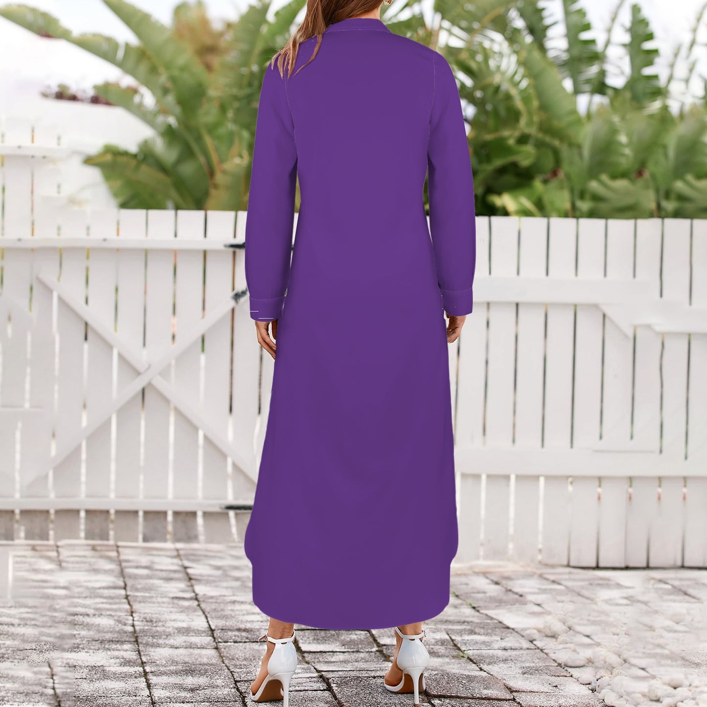 Horned Frog Long Sleeve Shirt Dress, Purple