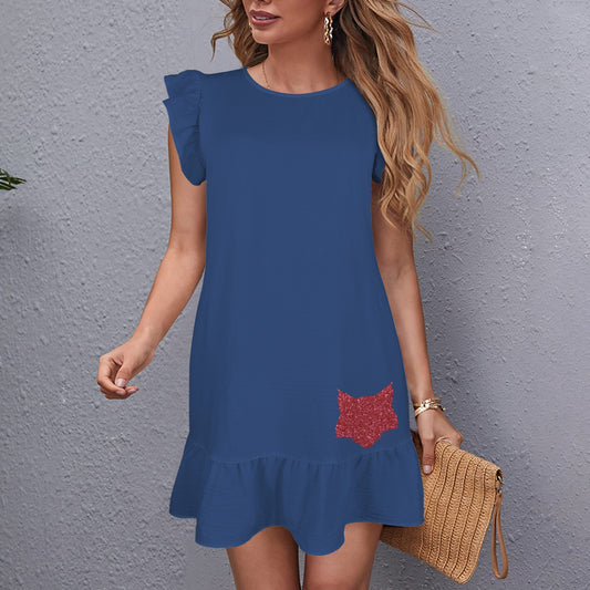 Flowy Glitter Wildcat Dress, Blue