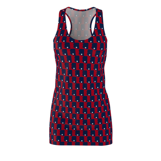 AZ Red Print, Chic Racerback Dress