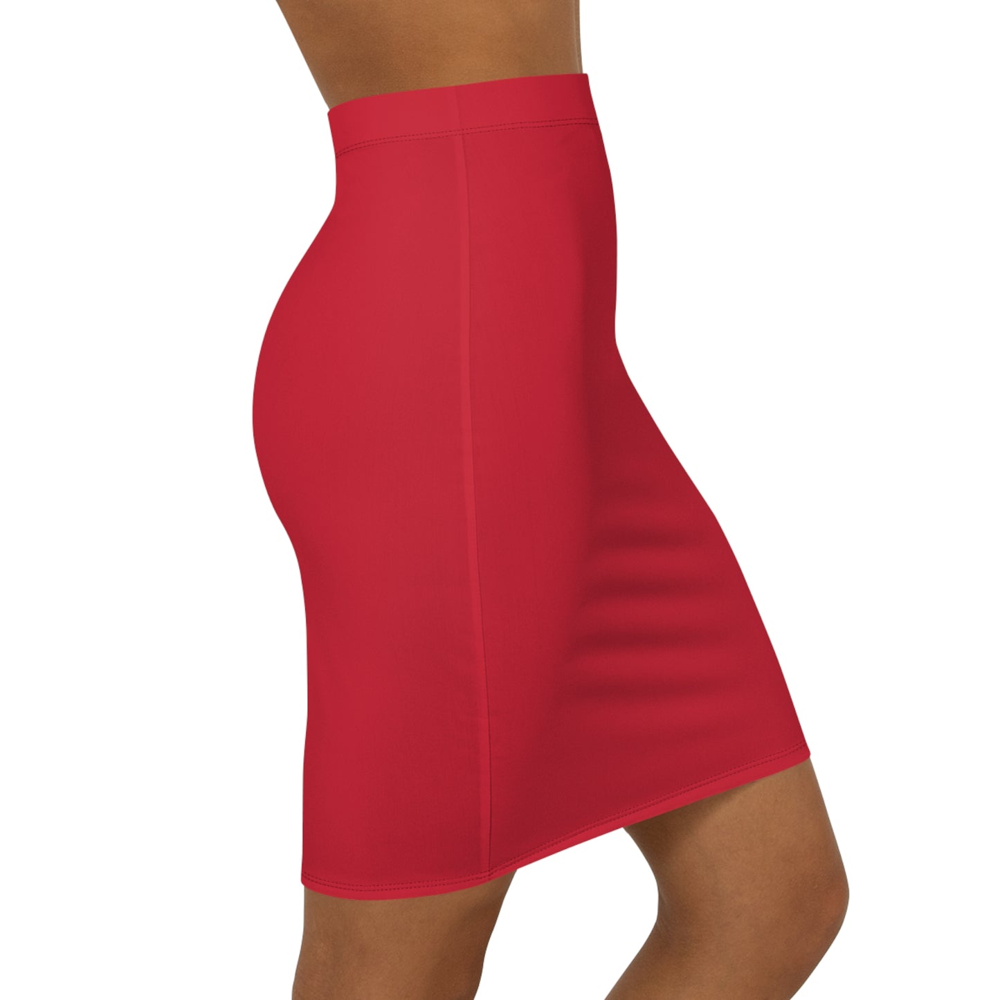 Houston Red Mid-Waist Pencil Skirt