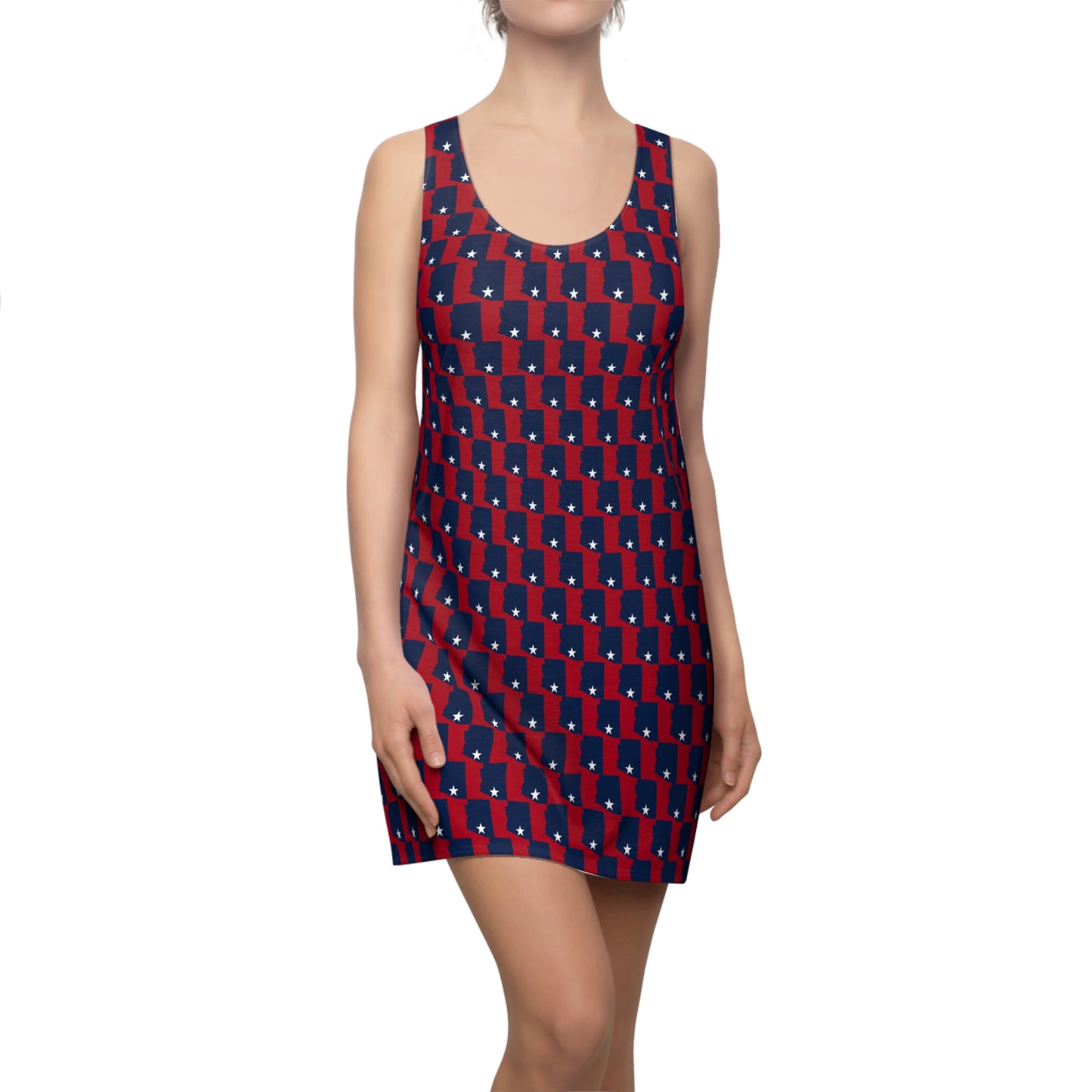 AZ Red Print, Chic Racerback Dress