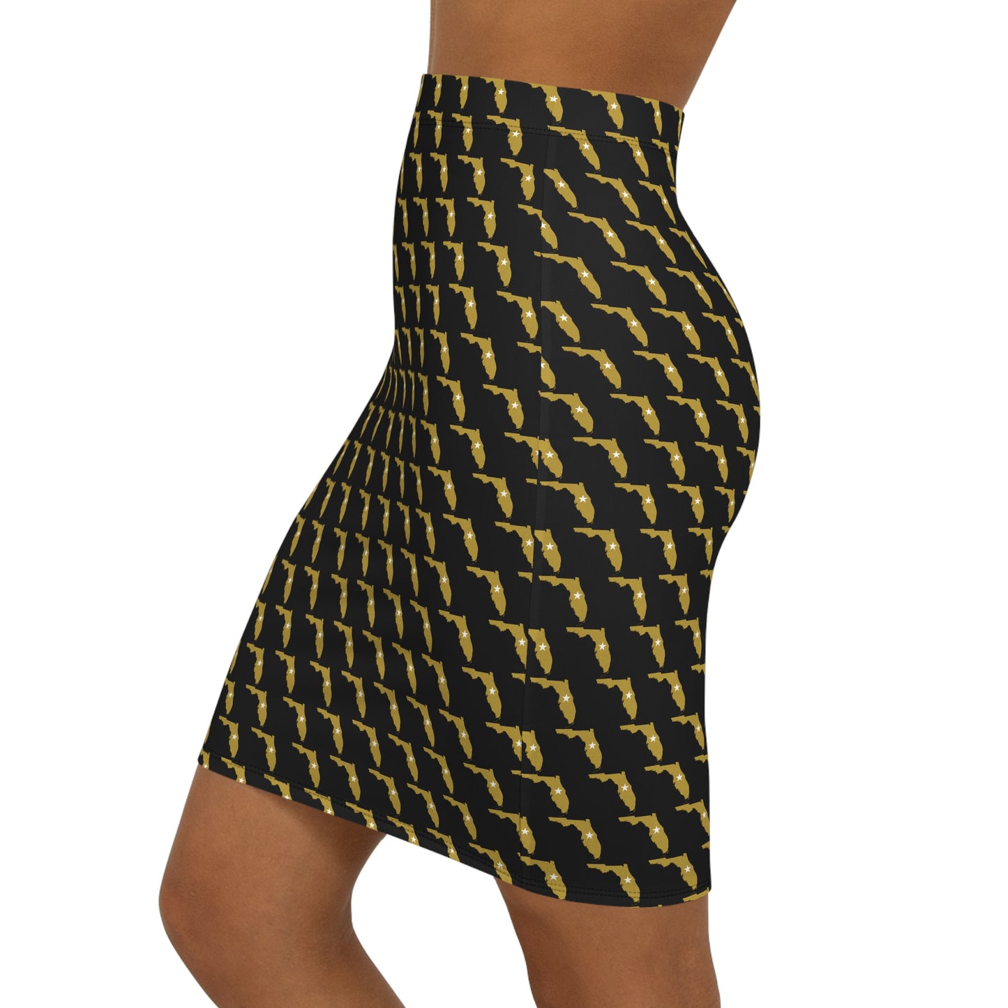 Florida Black Print Women's Gun Print Pencil Skirt