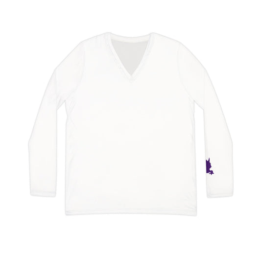 Horned Frog Women's Long Sleeve V-Neck Shirt, White