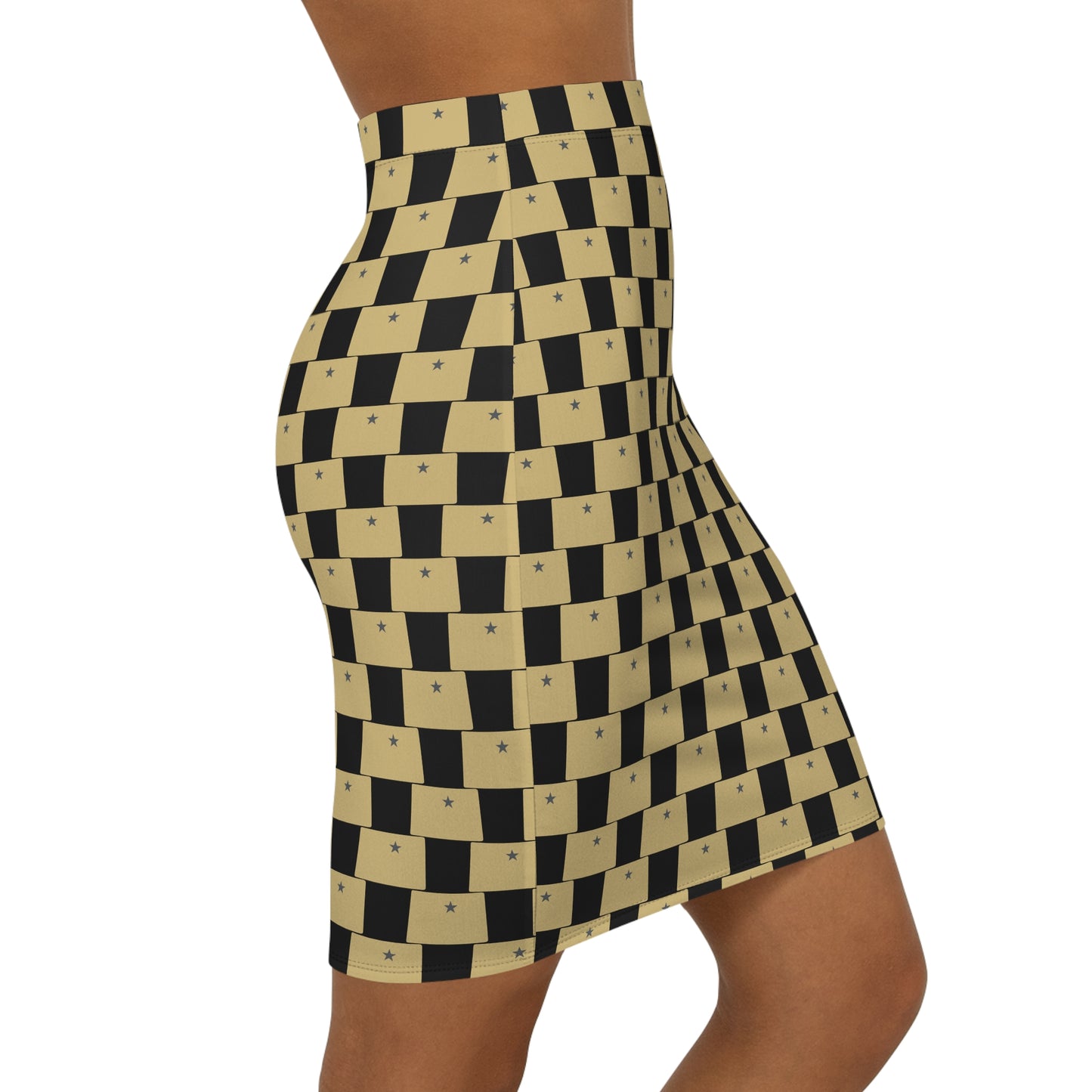 Colorado Black Print Mid-Waist Pencil Skirt