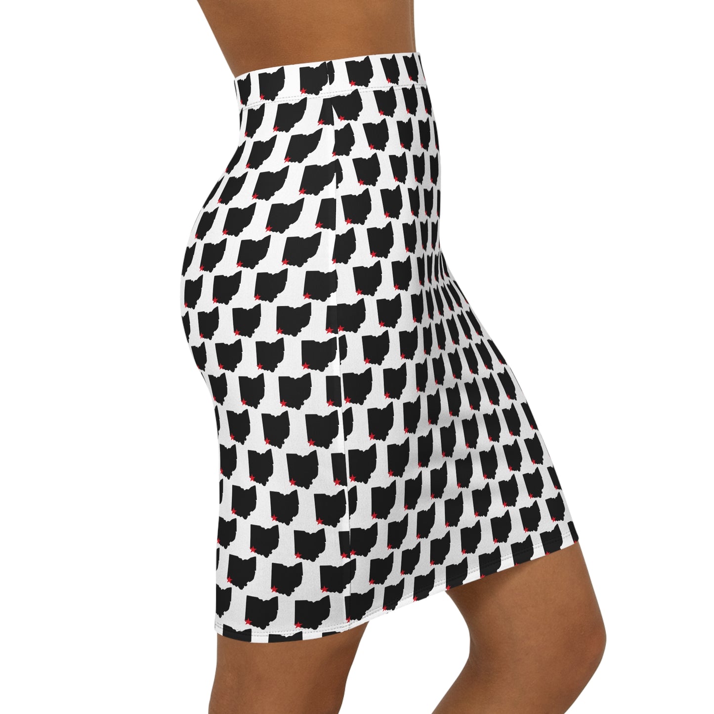 Cincinnati White Print, Ohio States Pattern Pencil Skirt, Stylish Women's Skirt, Unique Fashion Piece, Casual Outfit, Comfortable Everyday Wear, Gift for Her