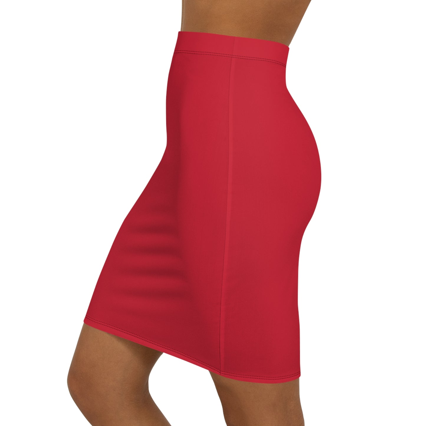 Houston Red Mid-Waist Pencil Skirt