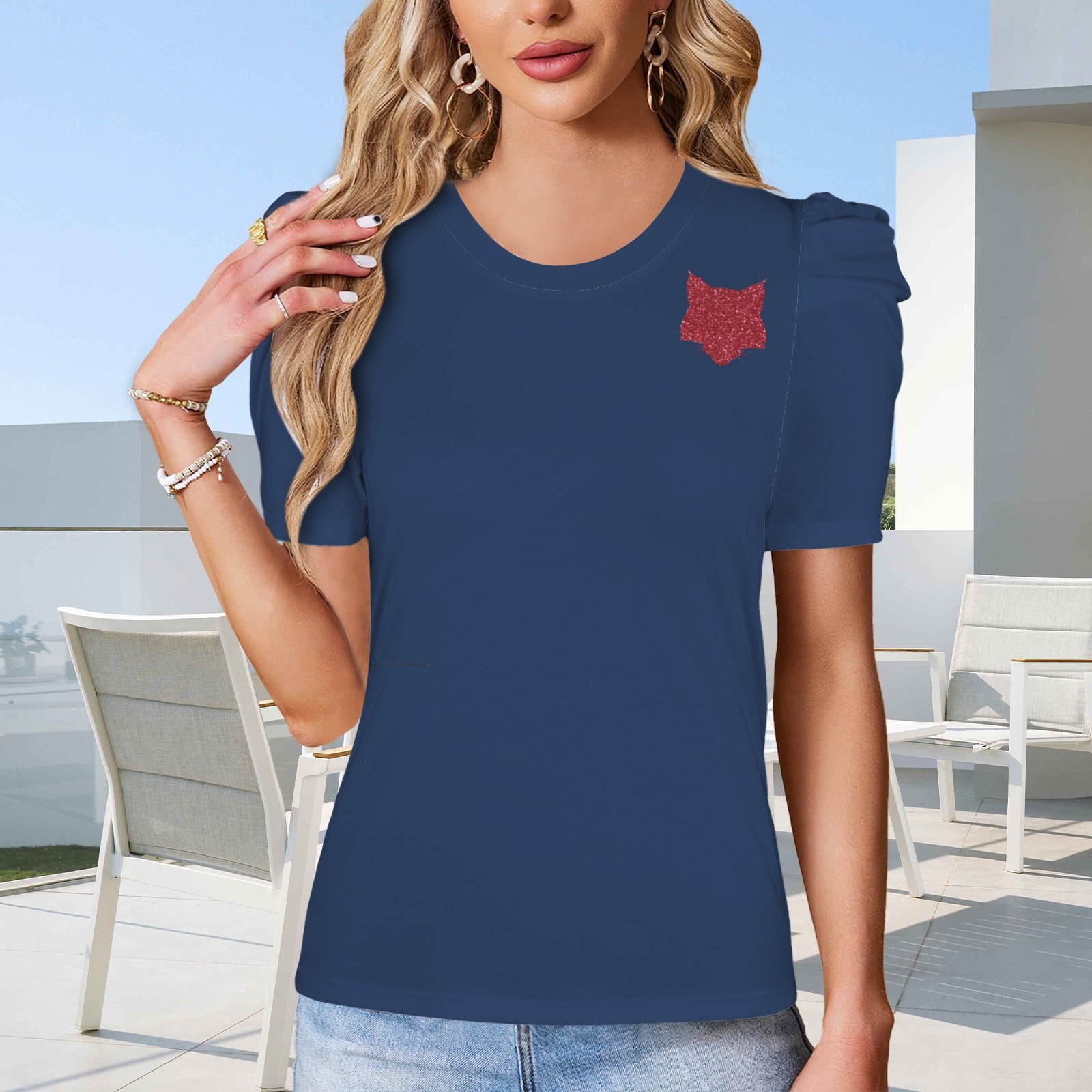 Glitter Wildcat Top, Blue