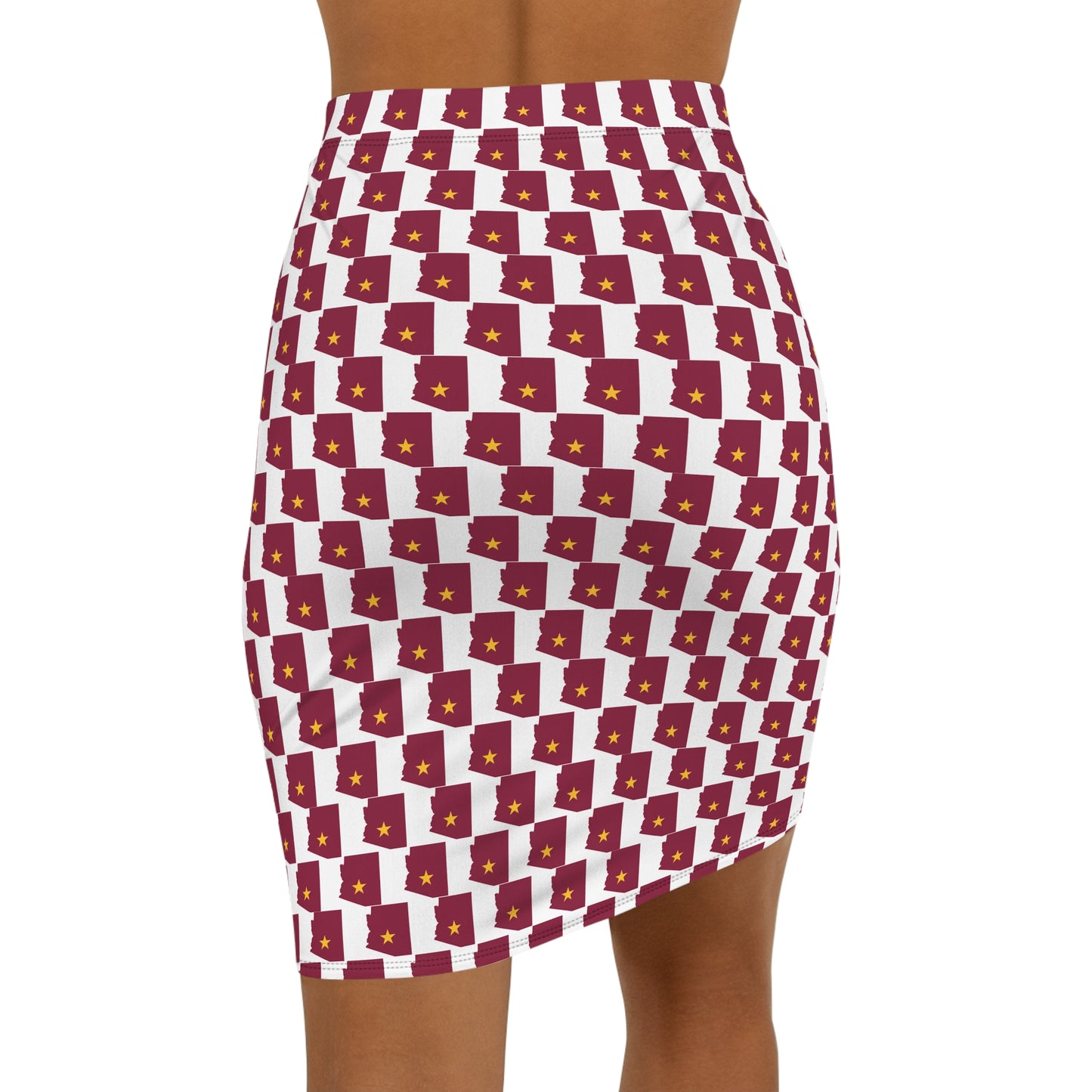 Tempe White Print, Women's Mid-Waist Pencil Skirt - Stylish Floral Print for Everyday Wear, Office, Parties, Date Nights, Trendy Fashion Piece