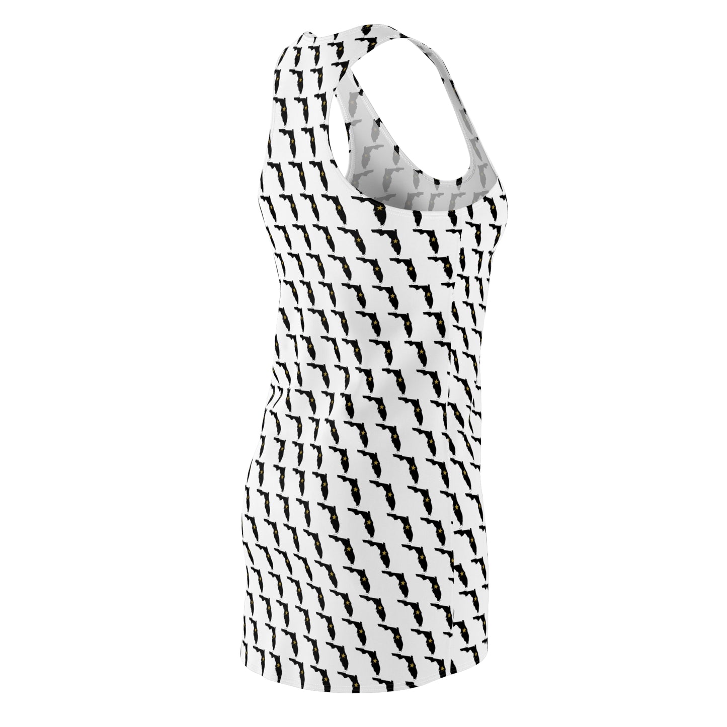 FL White Print Women's Racerback Dress