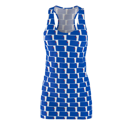 KS White Print Women's Racerback Dress
