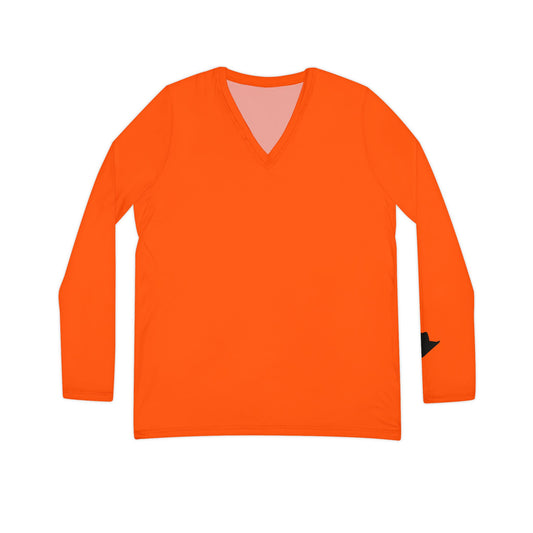 Cowgirl Women's Long Sleeve V-Neck Shirt, Orange