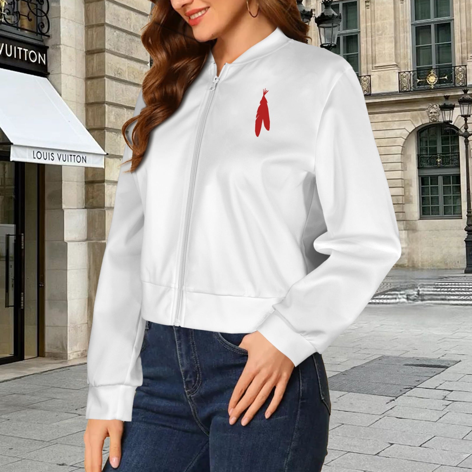 White Feather Bomber Jacket