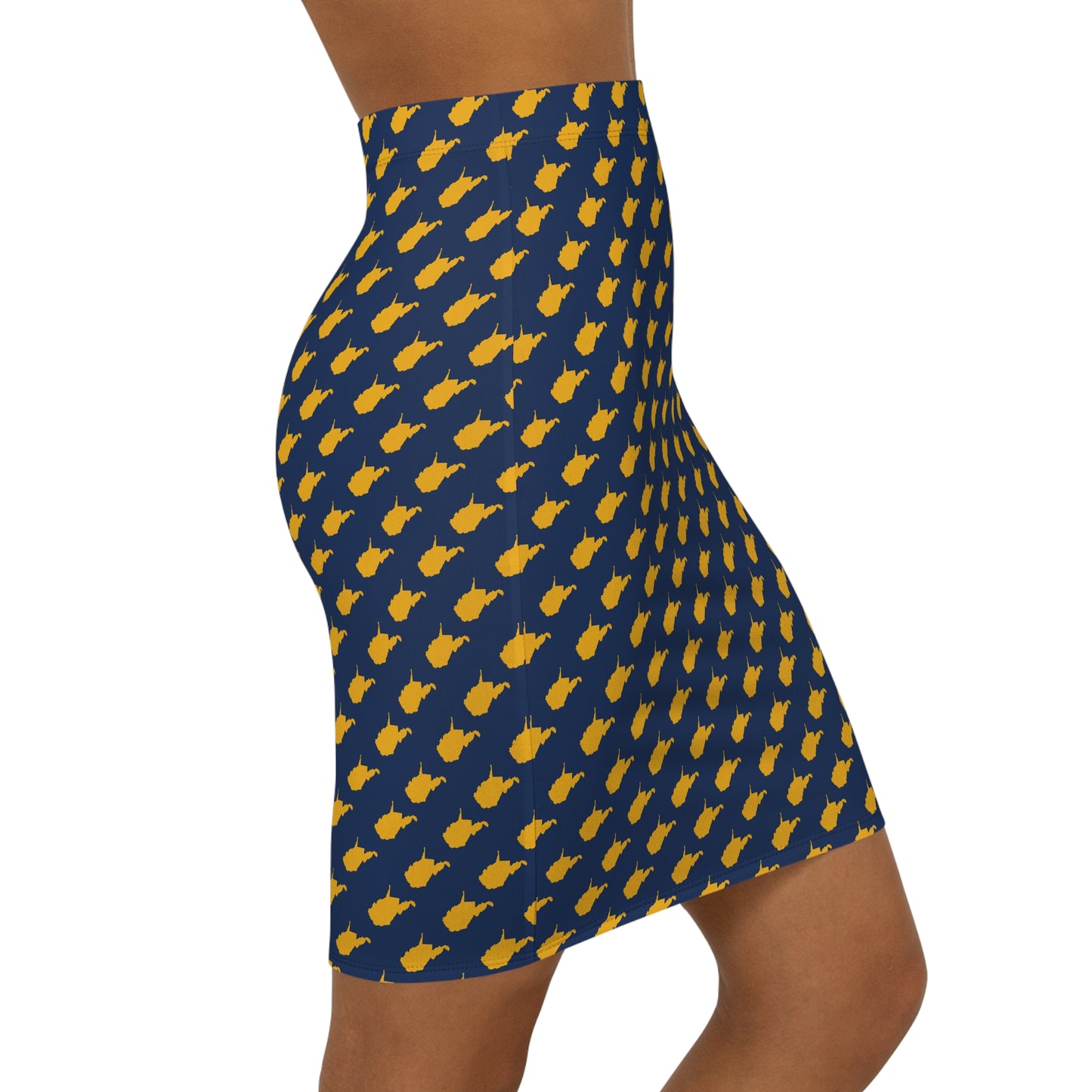 WV Blue Print, Pencil Skirt, Stylish Women's Skirt, Unique Mid-Waist Skirt, Trendy Music Lover Apparel, Perfect for Day/Night Out