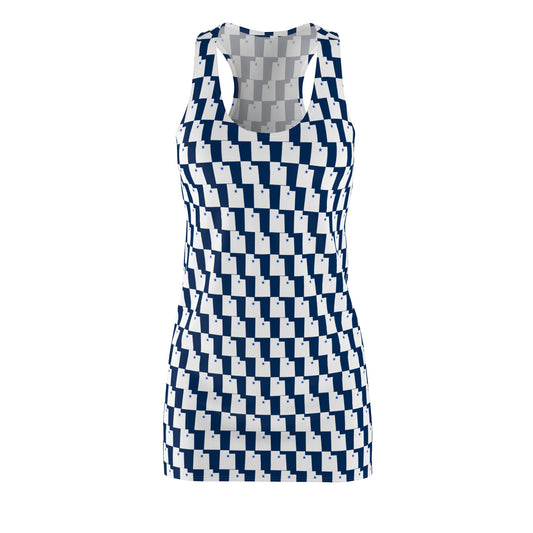 UT Blue Print, Racerback Dress, Stylish Summer Dress, Casual Outing Dress, Festival Wear, Unique Gift for Her