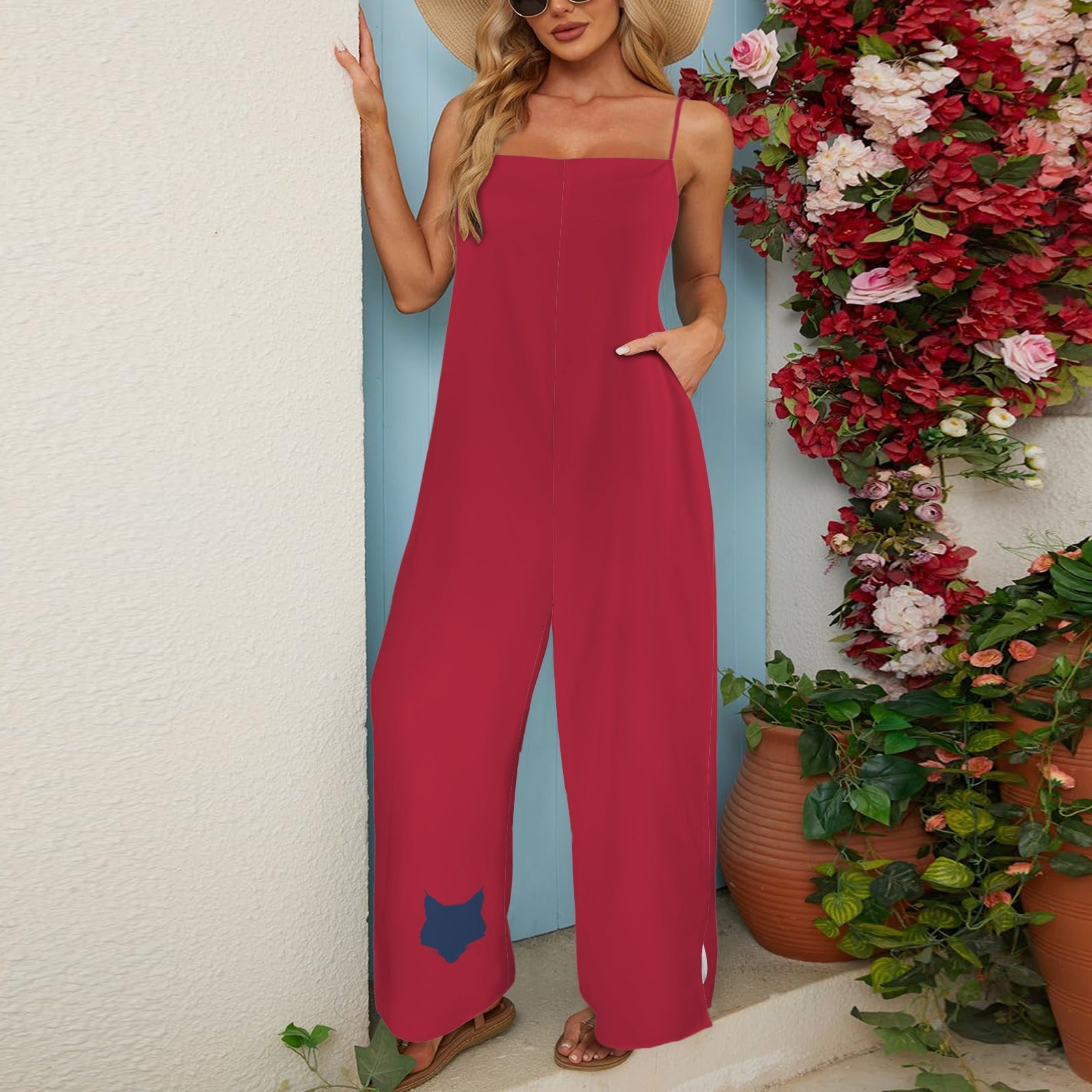 Wildcat Wide Leg Jumpsuit, Red
