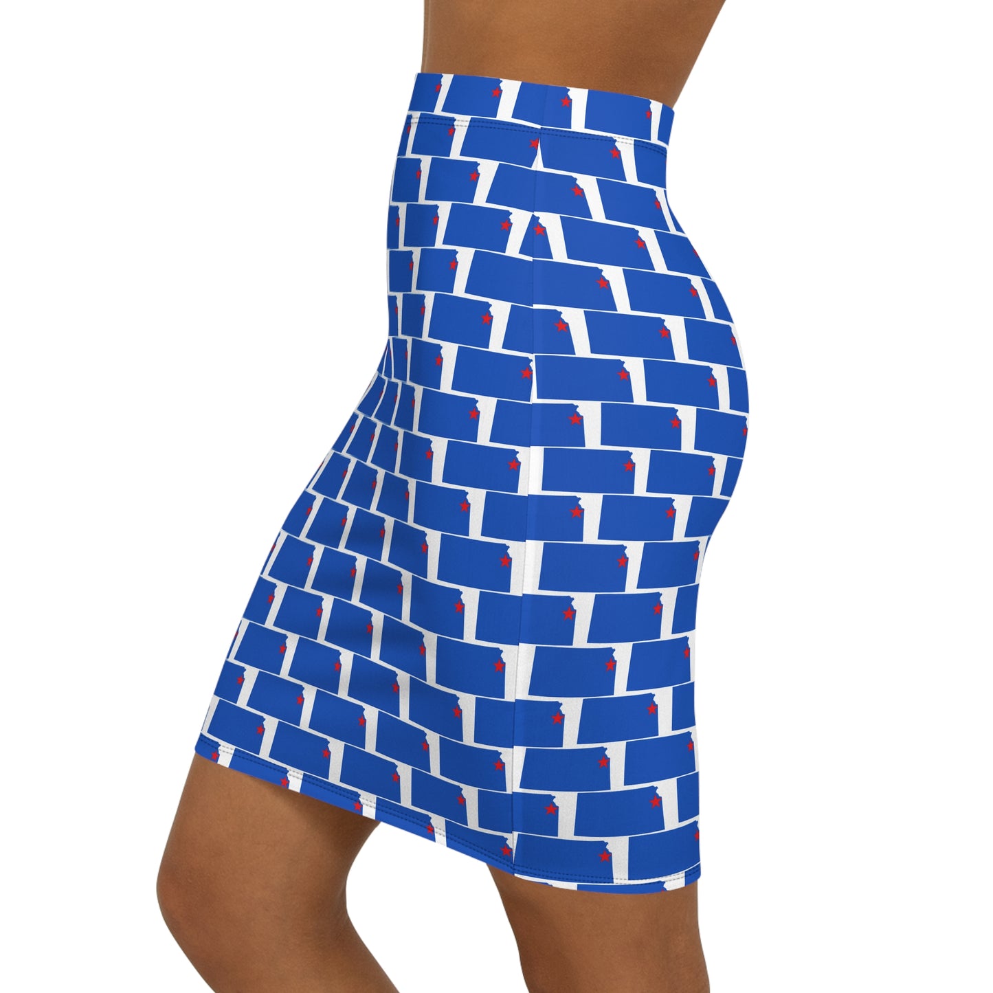 Lawrence White Print, Vibrant Women's Mid-Waist Pencil Skirt - Perfect for Summer, Office Wear, Casual Outings, Stylish Events, Trendy Fashion
