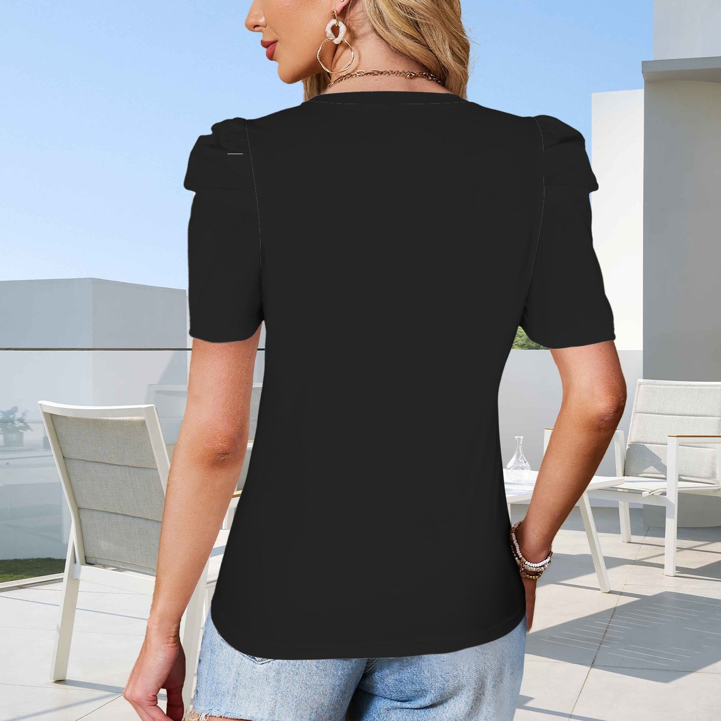 Glitter Buffalo Top, Black