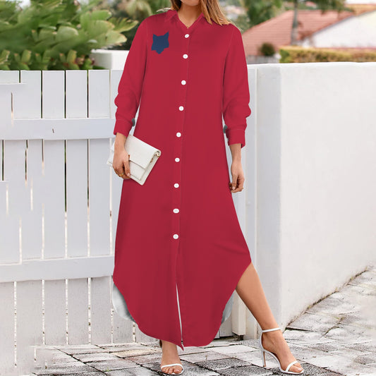 Wildcat Long Sleeve Shirt Dress, Red