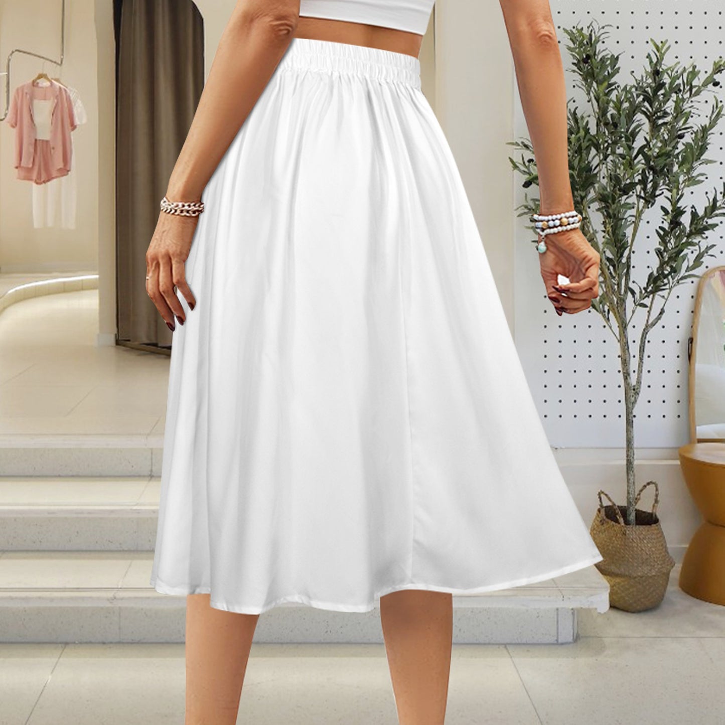 Feather Maxi Skirt, White
