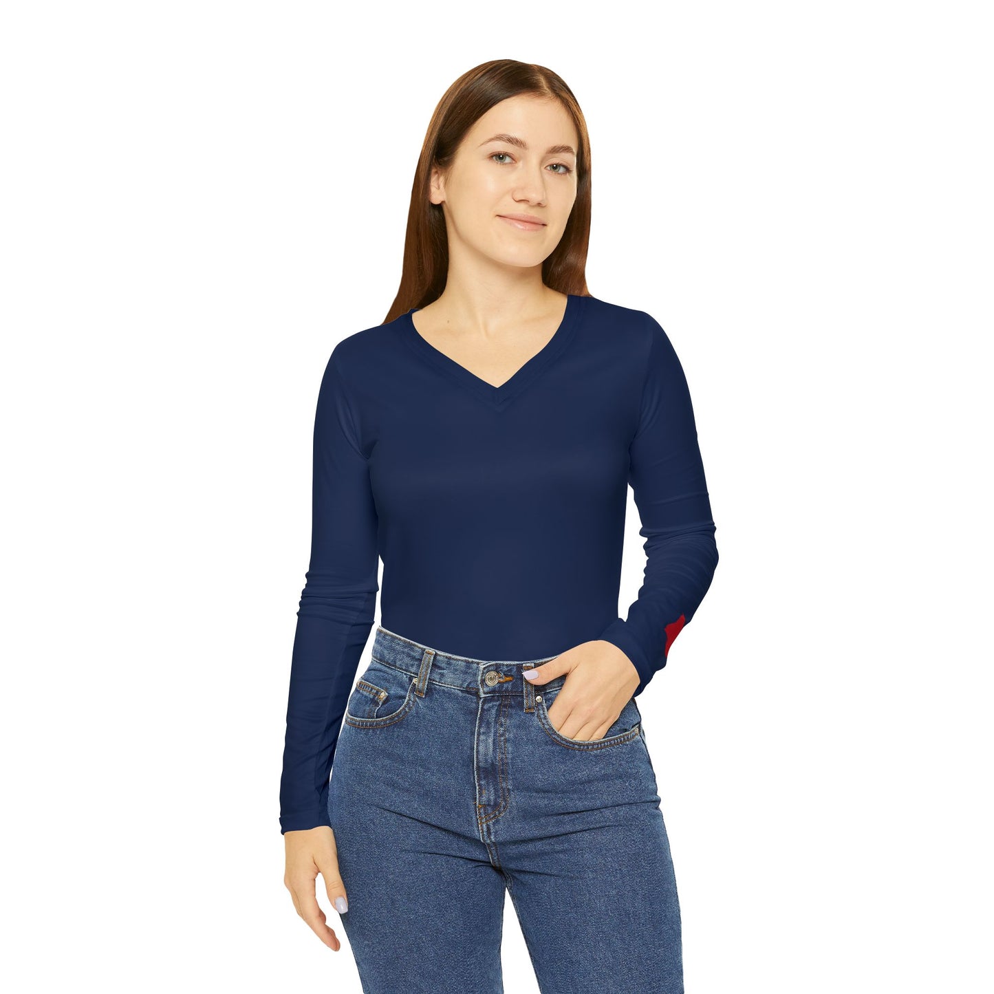 Wildcat Women's Long Sleeve V-Neck Shirt, Blue