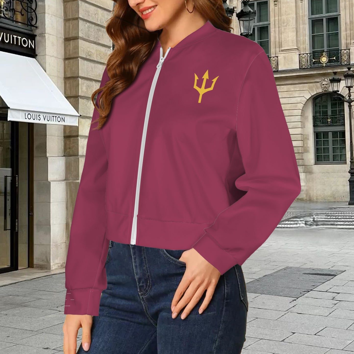 Maroon Trident Bomber Jacket