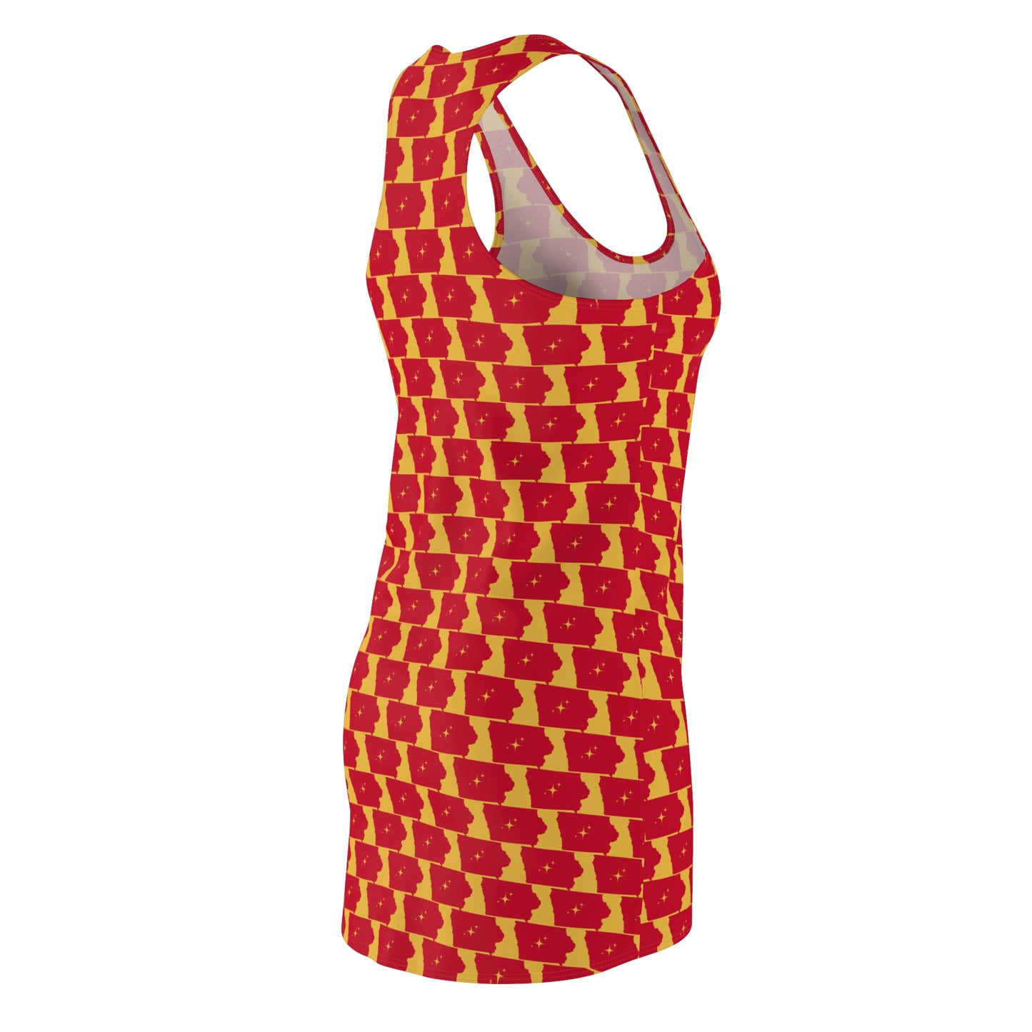 Iowa Gold Print, Vibrant Women's Racerback Dress - Summer Style, Casual Dress, Vacation Wear, Holiday Outfit, Festive Apparel