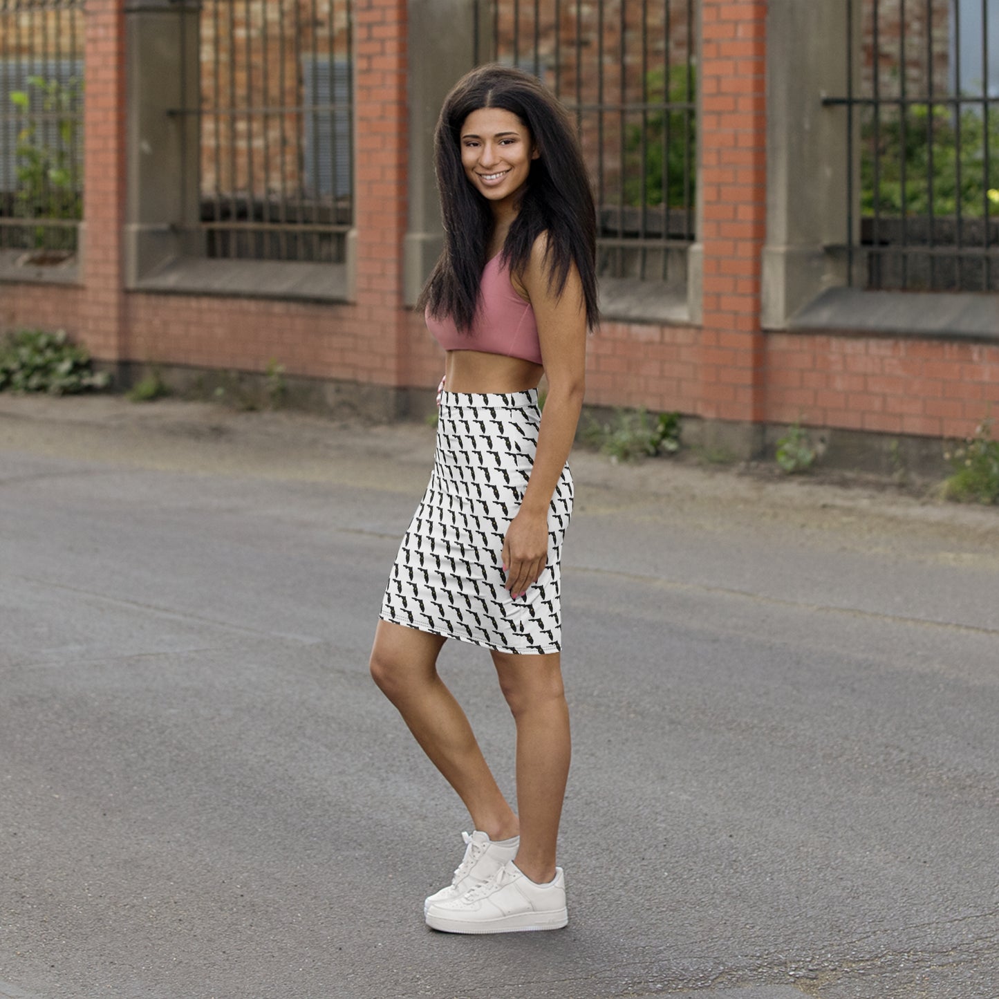 Florida White Print Women's Pencil Skirt