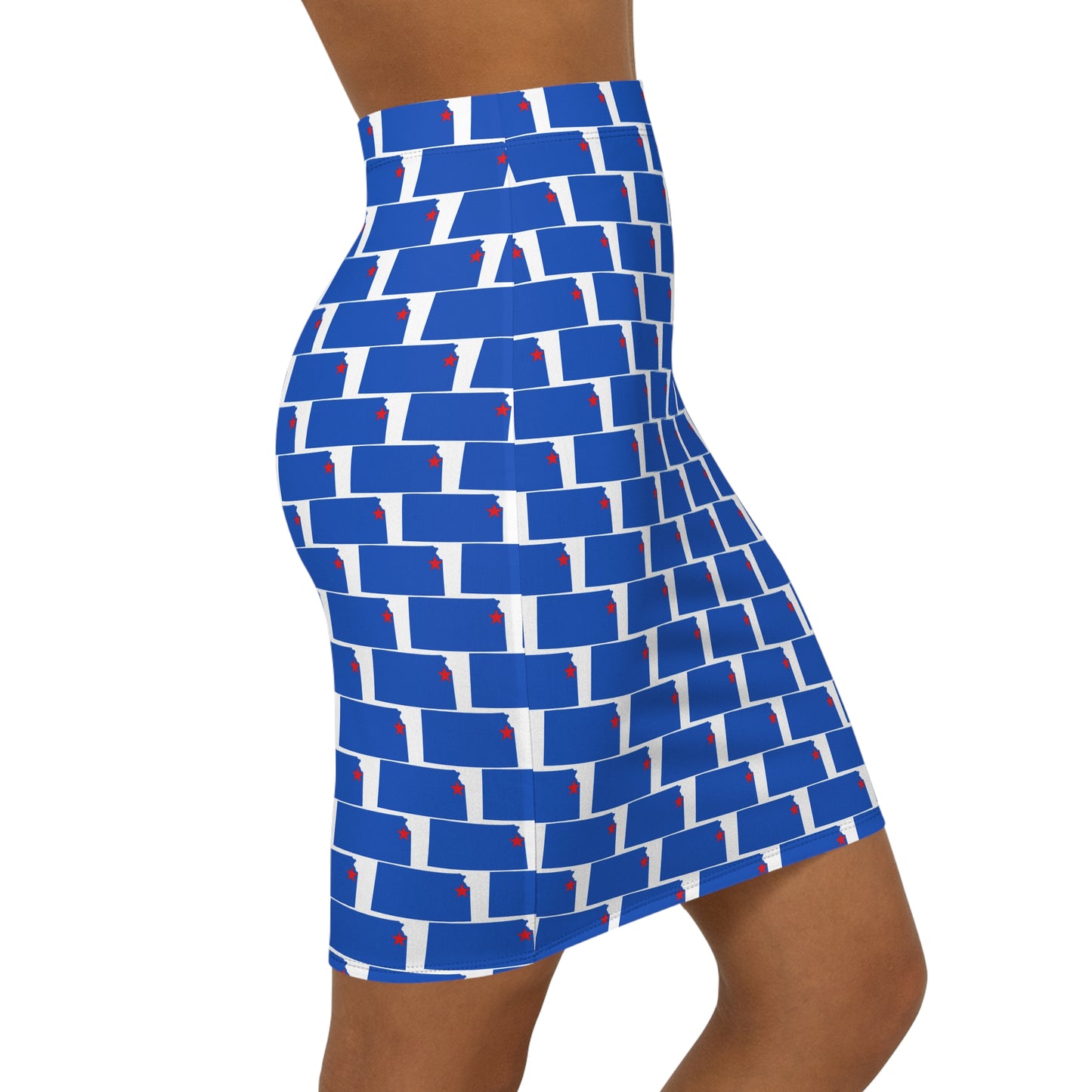 Lawrence White Print, Vibrant Women's Mid-Waist Pencil Skirt - Perfect for Summer, Office Wear, Casual Outings, Stylish Events, Trendy Fashion