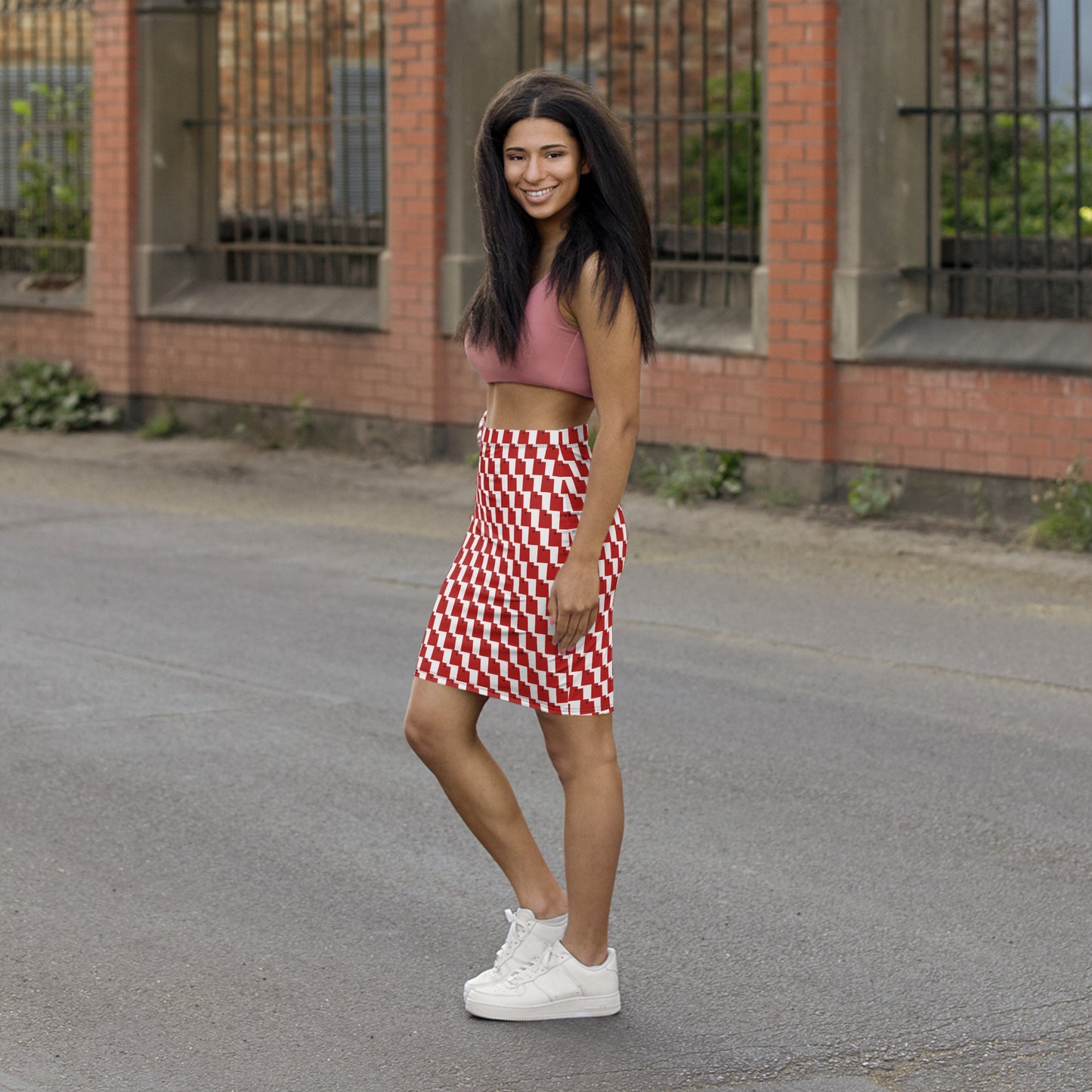Salt Lake White Print Pencil Skirt